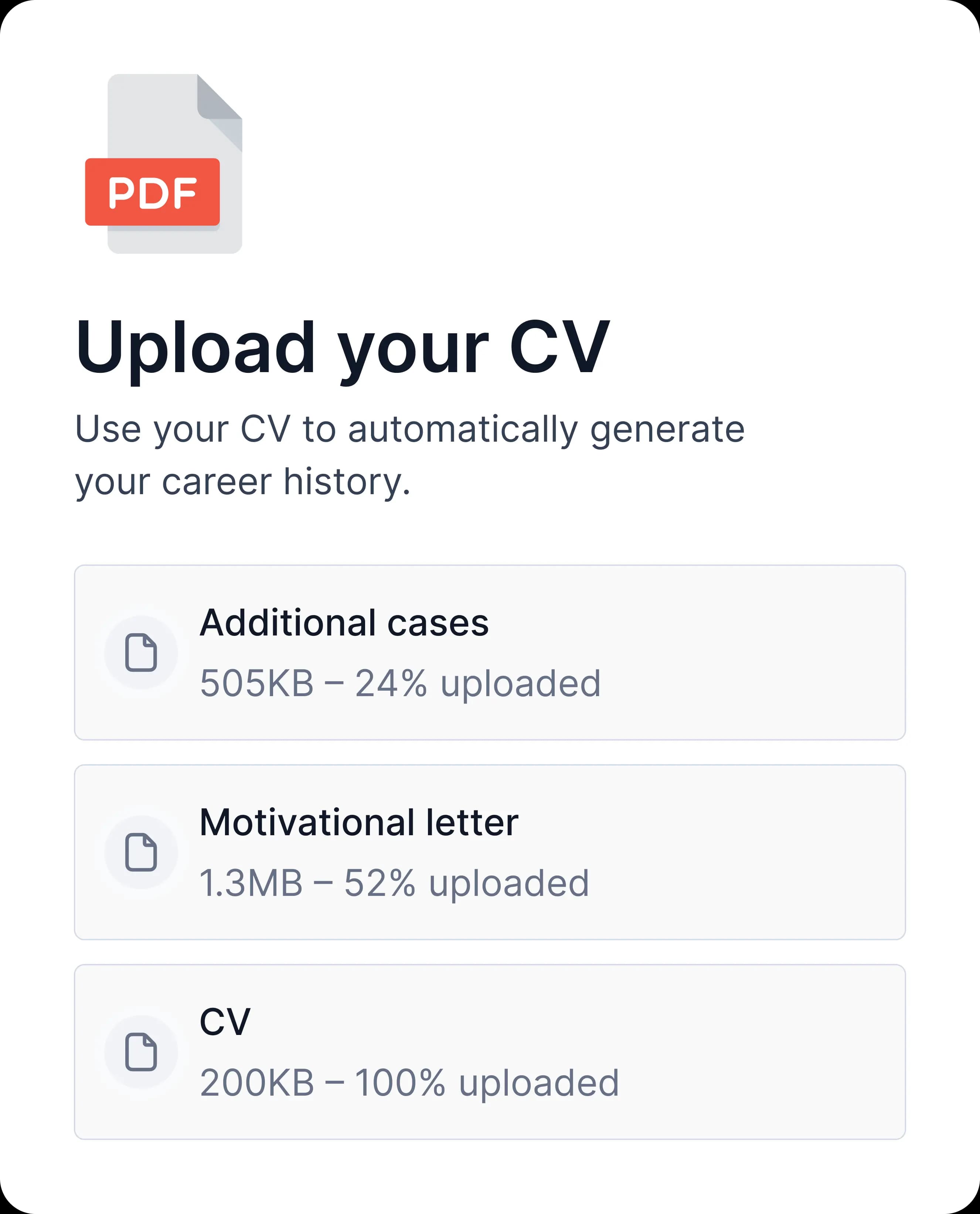 Upload your CV